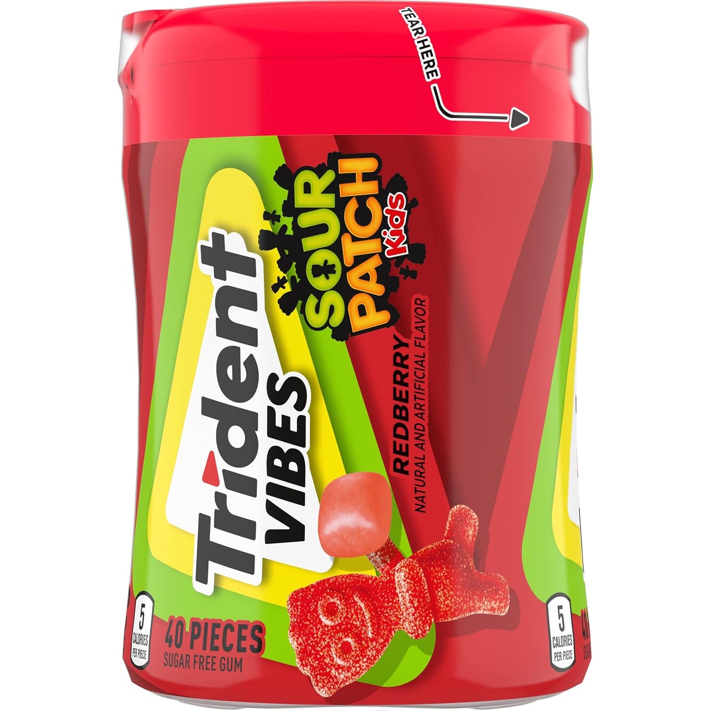 Trident Vibes SOUR PATCH KIDS Blue Raspberry Chewing Gum – Picnic and Outdoor Adventure Freshener, Resealable 160-Piece Pack