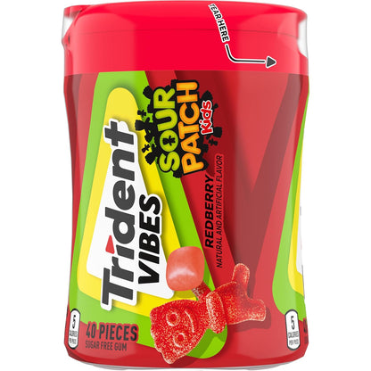Trident Vibes SOUR PATCH KIDS Blue Raspberry Chewing Gum – Picnic and Outdoor Adventure Freshener, Resealable 160-Piece Pack