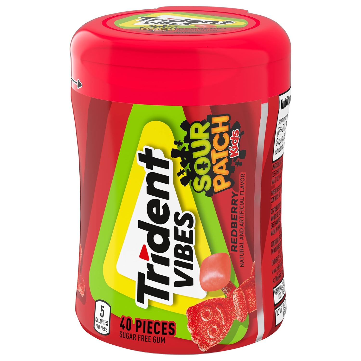 Trident Vibes SOUR PATCH KIDS Blue Raspberry Chewing Gum – Picnic and Outdoor Adventure Freshener, Resealable 160-Piece Pack
