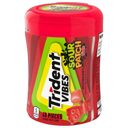 Trident Vibes SOUR PATCH KIDS Blue Raspberry Chewing Gum – Picnic and Outdoor Adventure Freshener, Resealable 160-Piece Pack