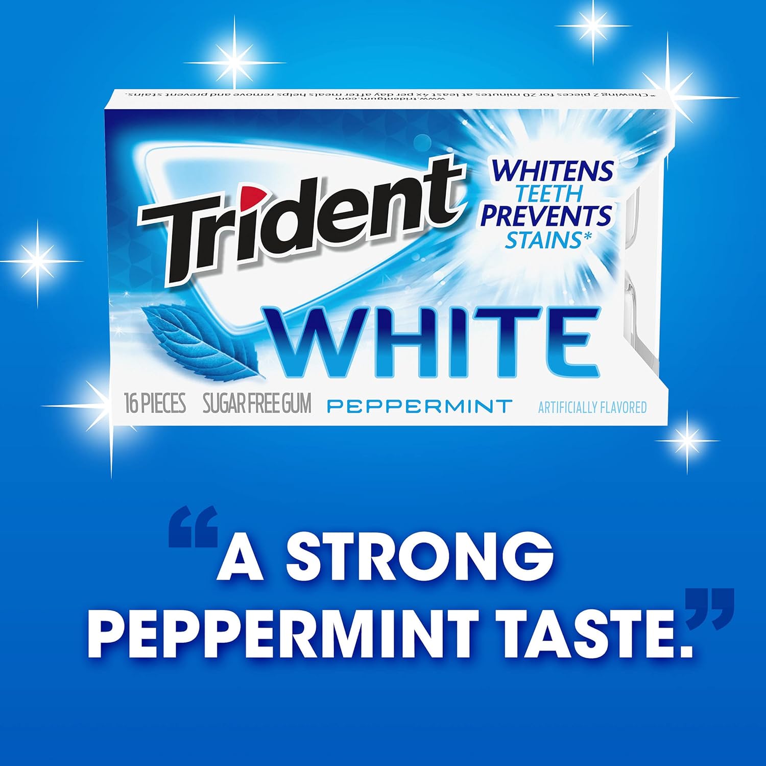 Trident White Sugar-Free Gum – Family-Stash Friendly Chewing Gum for Older Kids and Teens, 9 Packs of 16