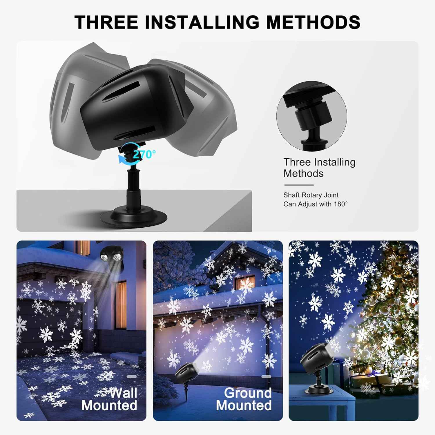 Lumastro Dynamic LED Snowflake Light – Minimalist Bedroom Decor with Soft Falling Snow Effect, RF Remote Controlled