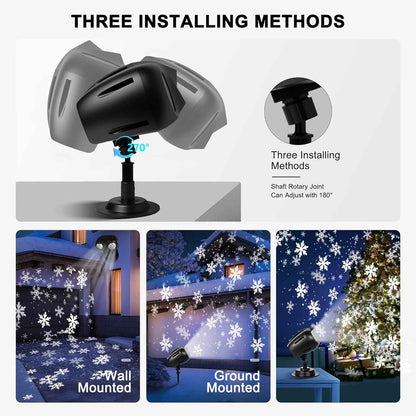 Lumastro Dynamic LED Snowflake Light – Minimalist Bedroom Decor with Soft Falling Snow Effect, RF Remote Controlled
