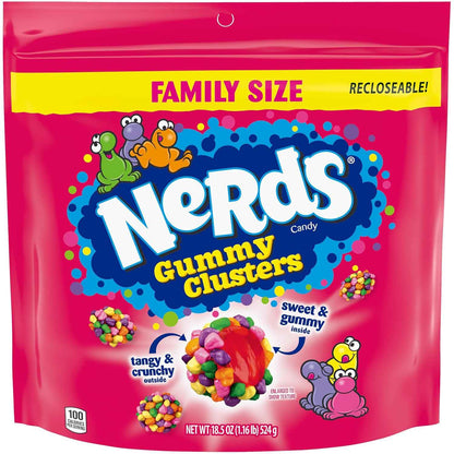 NERDS Juicy Gummy Clusters – Lunchbox Treat and After-School Snack for Kids Ages 6 and Up, 7.15 oz Stand-Up Bag