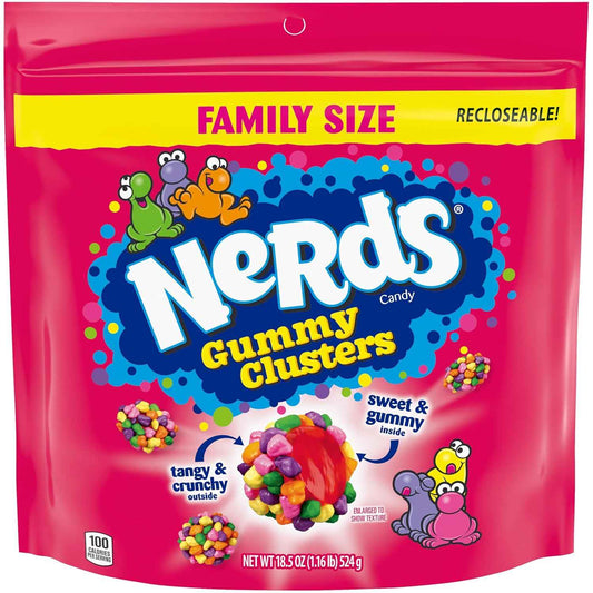 NERDS Juicy Gummy Clusters – Lunchbox Treat and After-School Snack for Kids Ages 6 and Up, 7.15 oz Stand-Up Bag