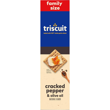 Triscuit Cracked Pepper & Olive Oil Crackers – 100% Whole Grain Lunchbox Staple for Health-Conscious Families
