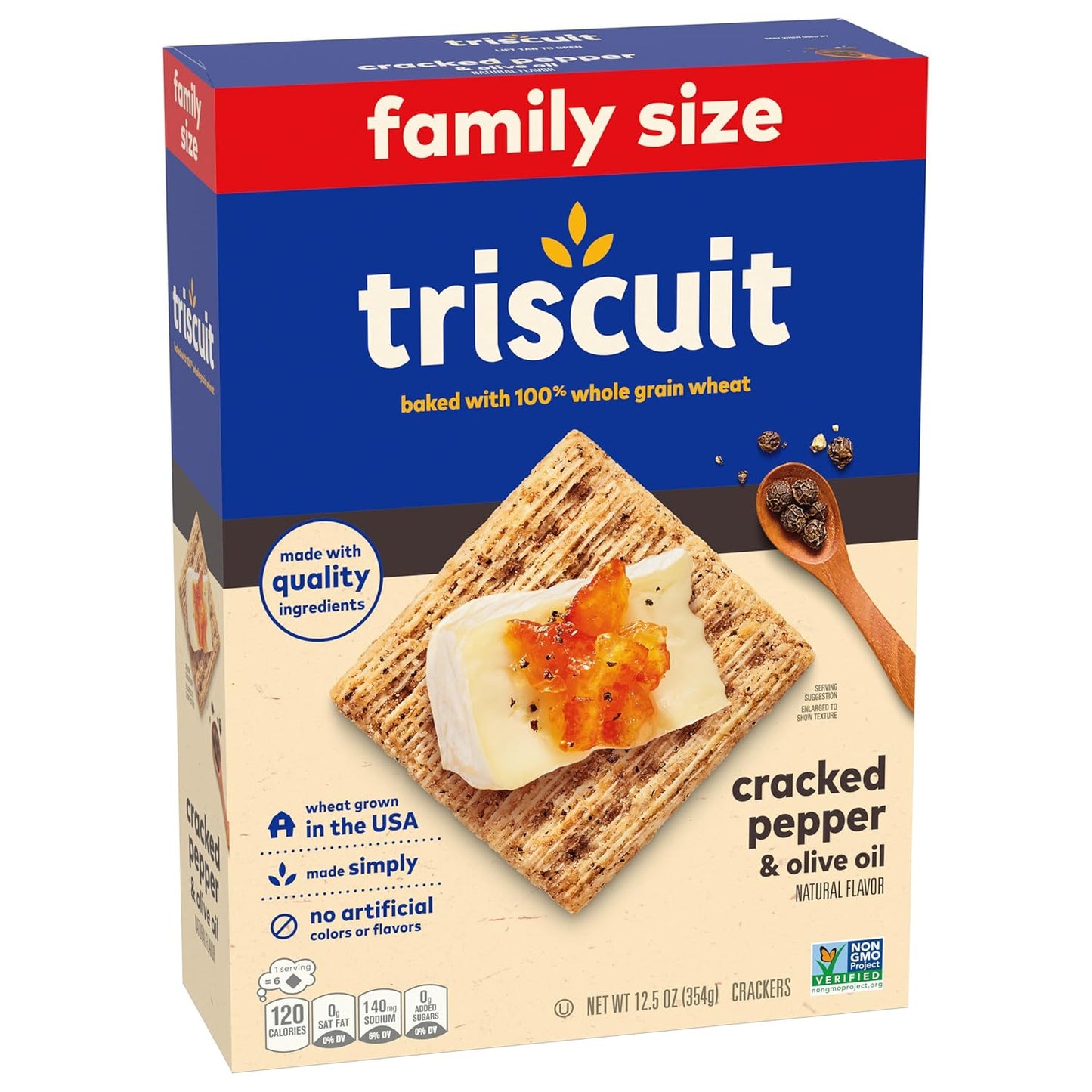 Triscuit Cracked Pepper & Olive Oil Crackers – 100% Whole Grain Lunchbox Staple for Health-Conscious Families