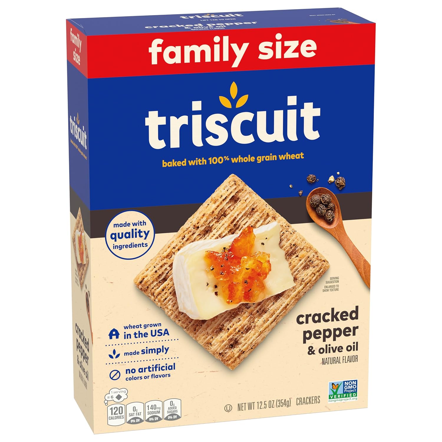 Triscuit Cracked Pepper & Olive Oil Crackers – 100% Whole Grain Lunchbox Staple for Health-Conscious Families