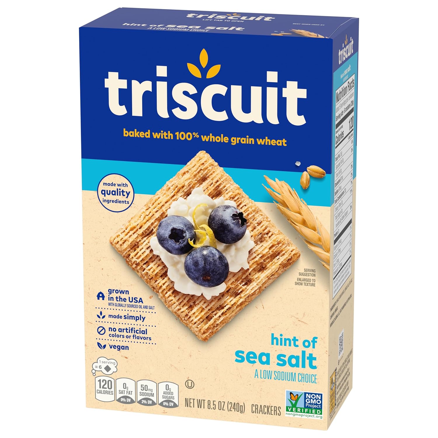 Triscuit Hint of Sea Salt Whole Grain Crackers – Filling Desk Snack for Focused Work-from-Home Days