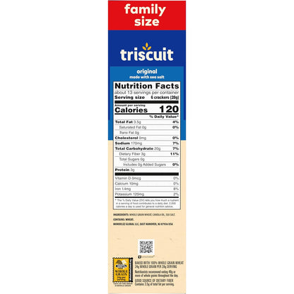 Triscuit Original Whole Grain Wheat Crackers – Clean-Label Vegan Crackers for Wellness Pantry and Lunch Bag, 12.5 oz