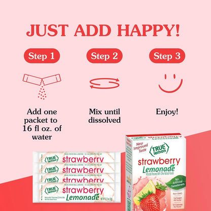 True Citrus True Lemon Strawberry Lemonade Drink Mix – Desk Side Hydration for Busy Professionals