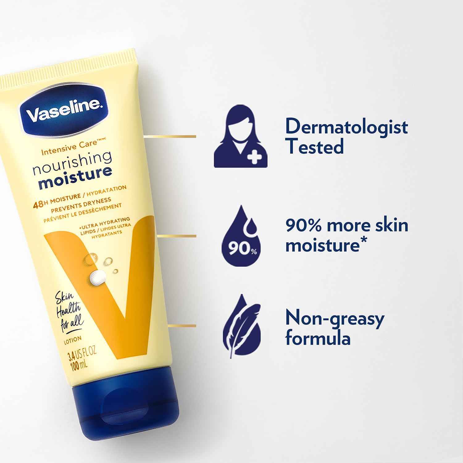 Vaseline Intensive Care Lotion 2-Pack – Travel-Size Moisturizer for Camping and Weekend Trips, TSA 3.4 Oz