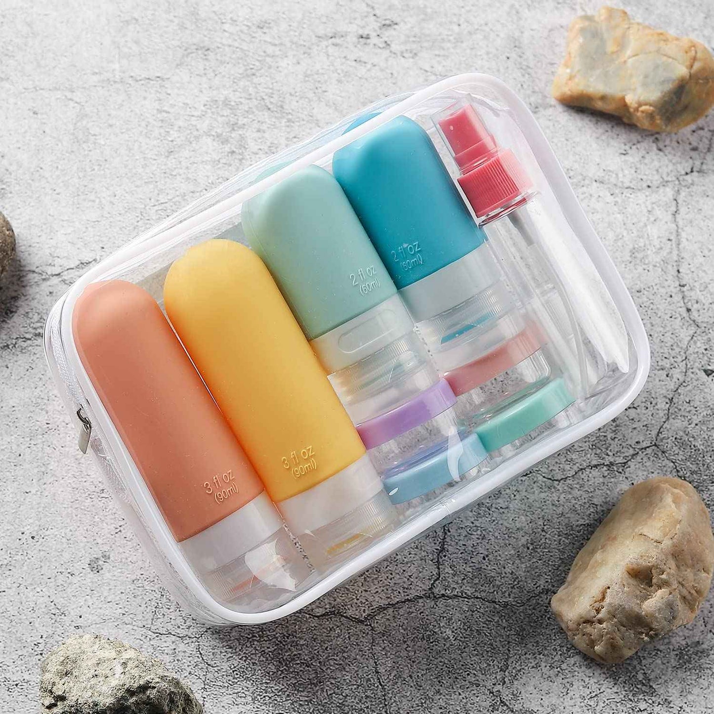 TrailHive Travel Bottles Kit - Birthday Gift for Mom, Stylish Leak Proof Toiletry Set in 9 Colors