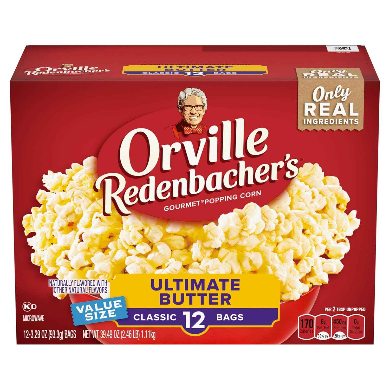 Orville Redenbacher's Ultimate Butter Microwave Popcorn 12-Count for Backyard Patio Movie Nights and Outdoor Dining