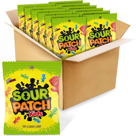 Sour Patch Kids Original Soft & Chewy Candy Bulk 12-Pack – After-School Snack and Classroom Treasure Box Reward for Children