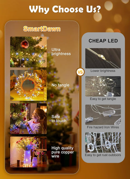 Twinkle Lights Battery Operated – Flameless Alternative to Candles for Bedroom Mantel and Curtain Draping