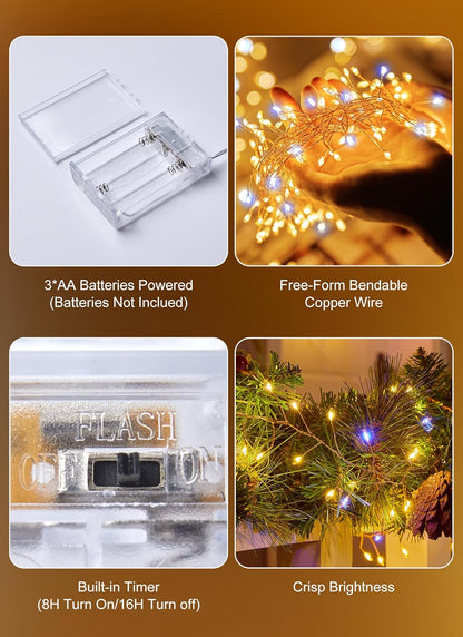Twinkle Lights Battery Operated – Flameless Alternative to Candles for Bedroom Mantel and Curtain Draping