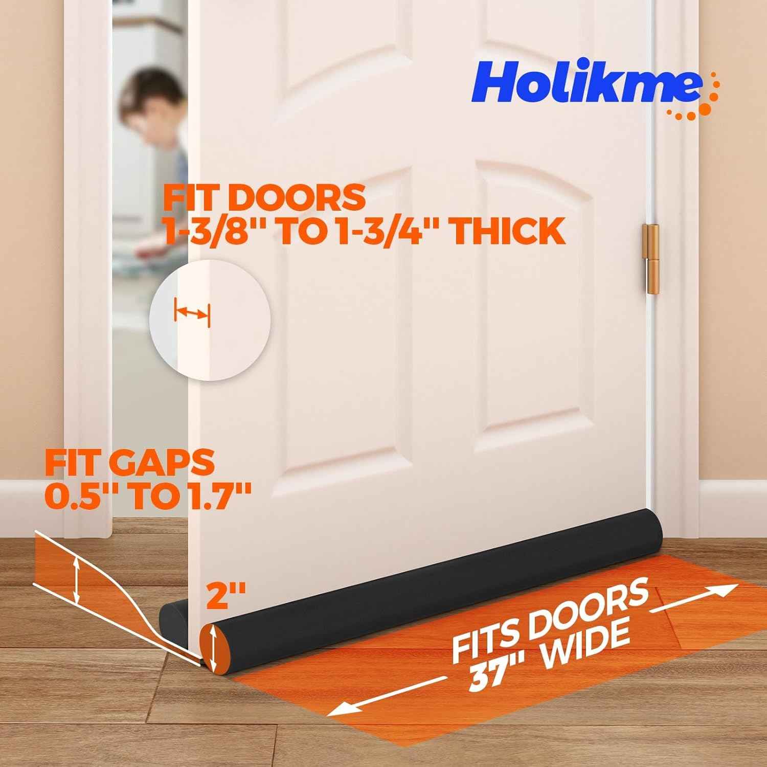 Holikme Door Draft Stopper – Sleek Black Door Sweep for Bedroom Decor and Cozy Living Room Style