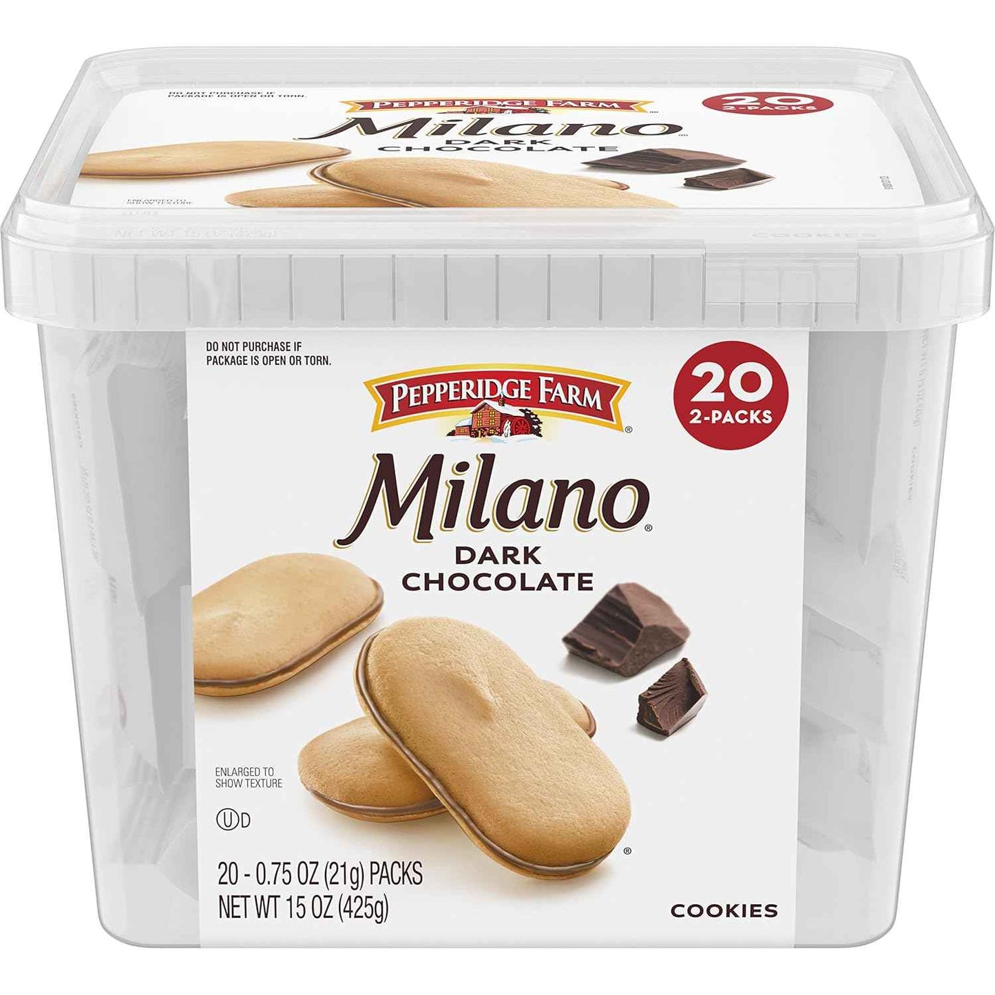 Pepperidge Farm Milano Dark Chocolate Cookies – School Lunchbox Treat and After-School Snack for the Family Pantry, 20 Pack