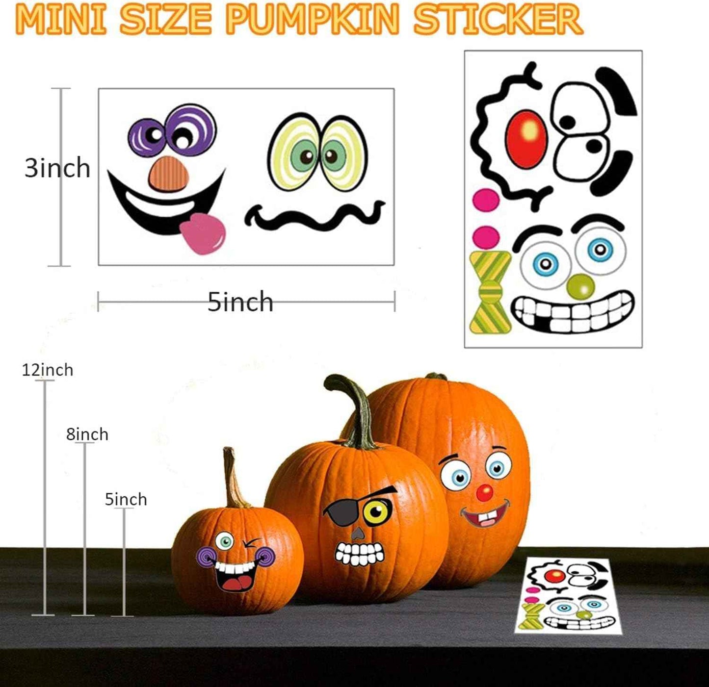 MiniPumpkin Peel-and-Stick Faces – Sharp-Tool-Free Pumpkin Decorating for Worry-Free Halloween