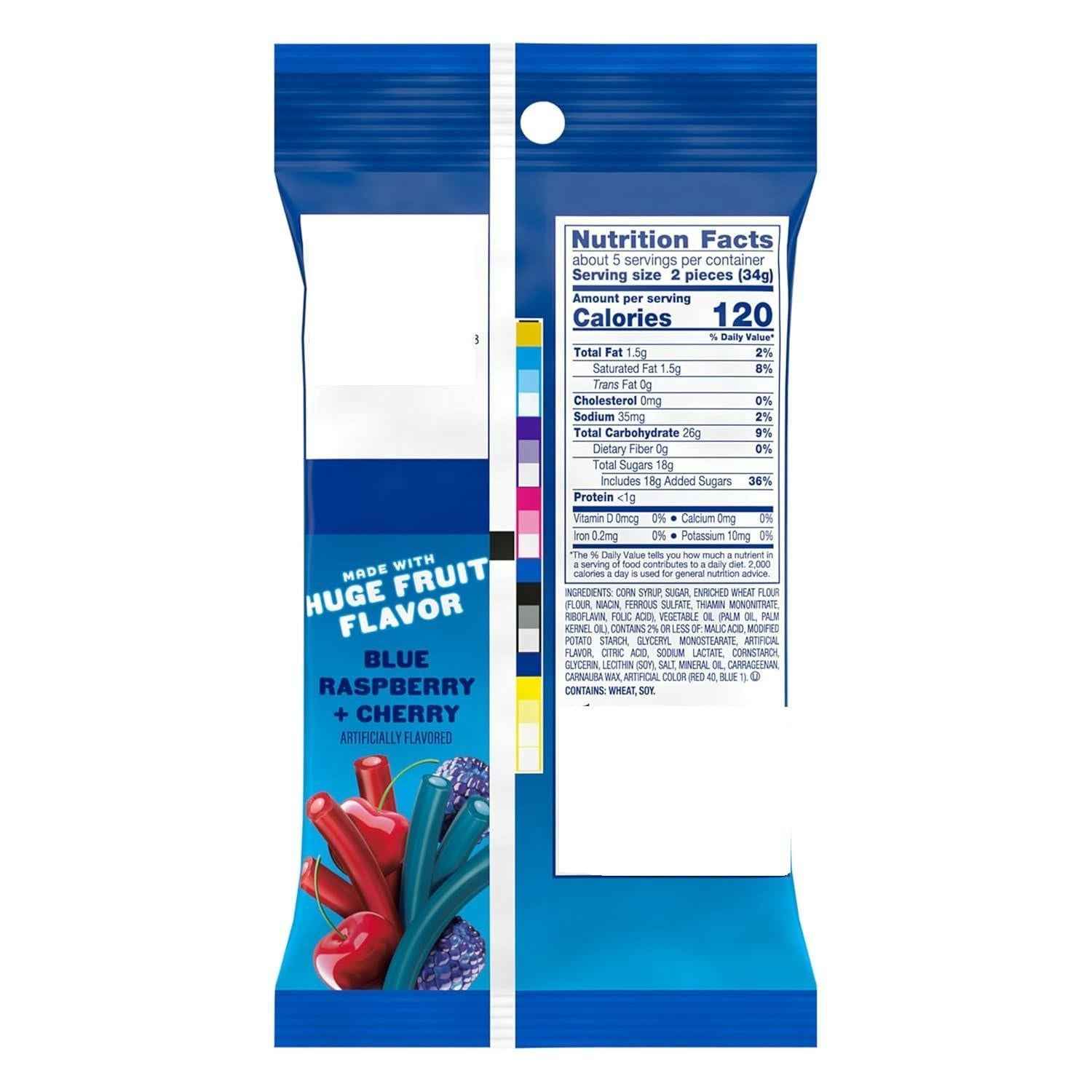 JOLLY RANCHER Ropes Blue Raspberry and Cherry Flavored Candy Bag for Kids Lunchboxes, 6 oz Chewy Treat