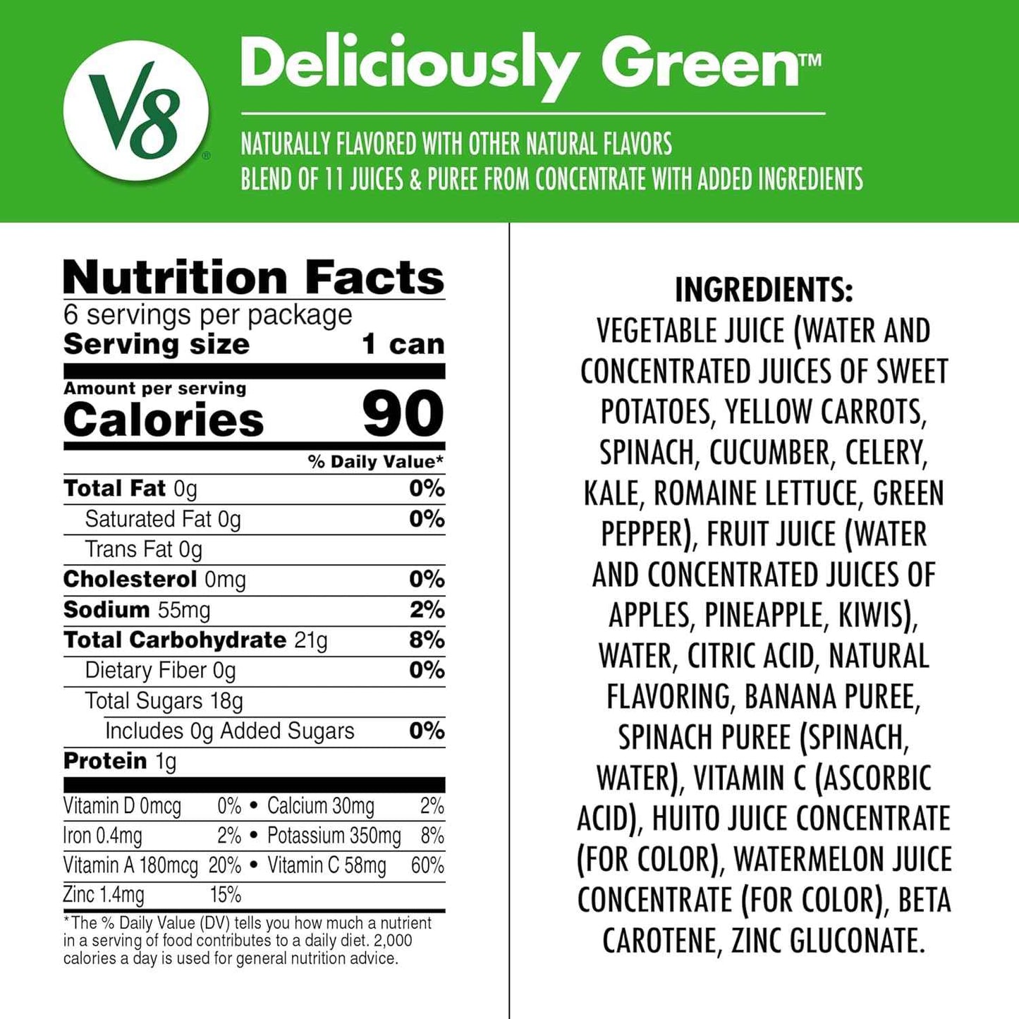 V8 +Energy Strawberry Banana 100% Fruit and Vegetable Juice for Morning Self-Care Routines, 8 fl oz Can (6 Pack) with Antioxidant Vitamins