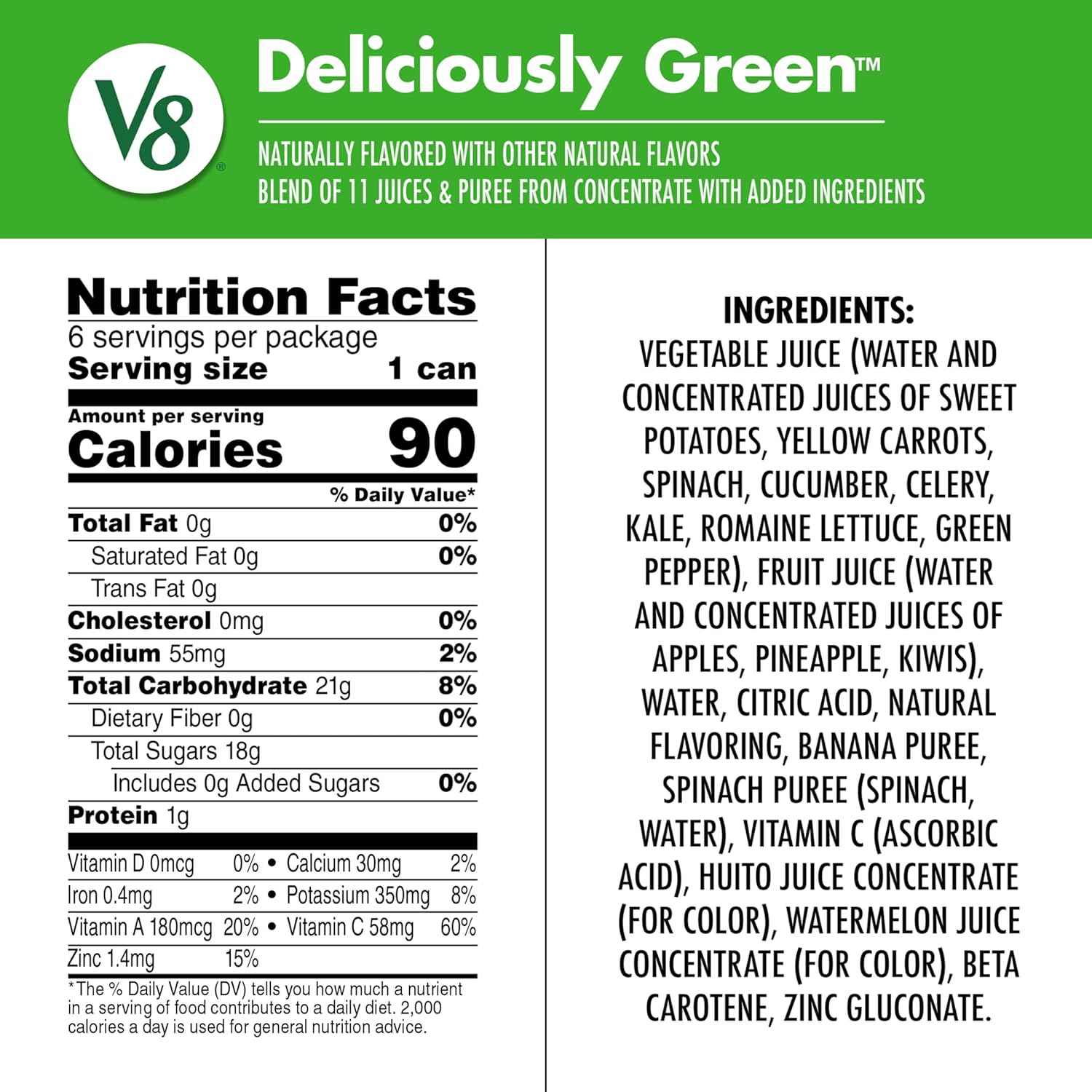 V8 +Energy Strawberry Banana 100% Fruit and Vegetable Juice for Morning Self-Care Routines, 8 fl oz Can (6 Pack) with Antioxidant Vitamins