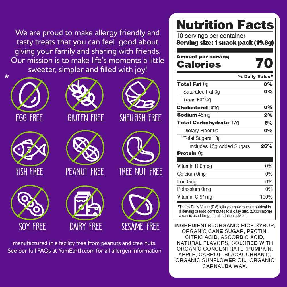 YumEarth Organic Fruit Snacks - Heat Resistant Travel Snack for Road Trips and Car Rides, 10 Pack of 0.7 oz Bags