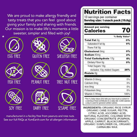 YumEarth Organic Fruit Snacks - Heat Resistant Travel Snack for Road Trips and Car Rides, 10 Pack of 0.7 oz Bags