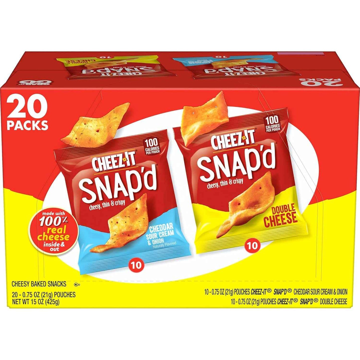 Cheez-It Snap'D Break Room Snacks, Single-Serve Cheese Chips for Office Drawers