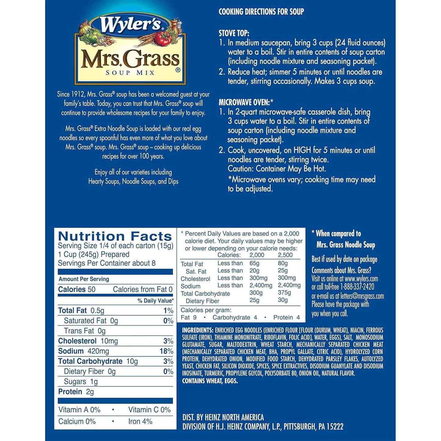 Wyler's Mrs. Grass Extra Noodles Soup Mix – Dorm Room Quick Lunch for Studying Late and Cramming Sessions
