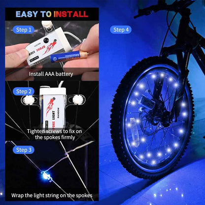 TINANA LED Bike Spoke Lights – All-Weather Wheel Lights for Rain, Snow, and Late-Afternoon Rides