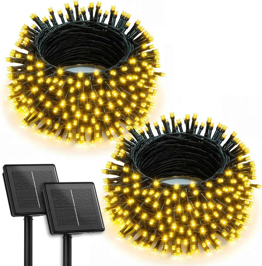 Brightown Solar Twinkle Lights 144ft Total Waterproof Outdoor String Lights, 8 Modes 400 LED for Pergola Deck Porch and Travel Trailer Canopy
