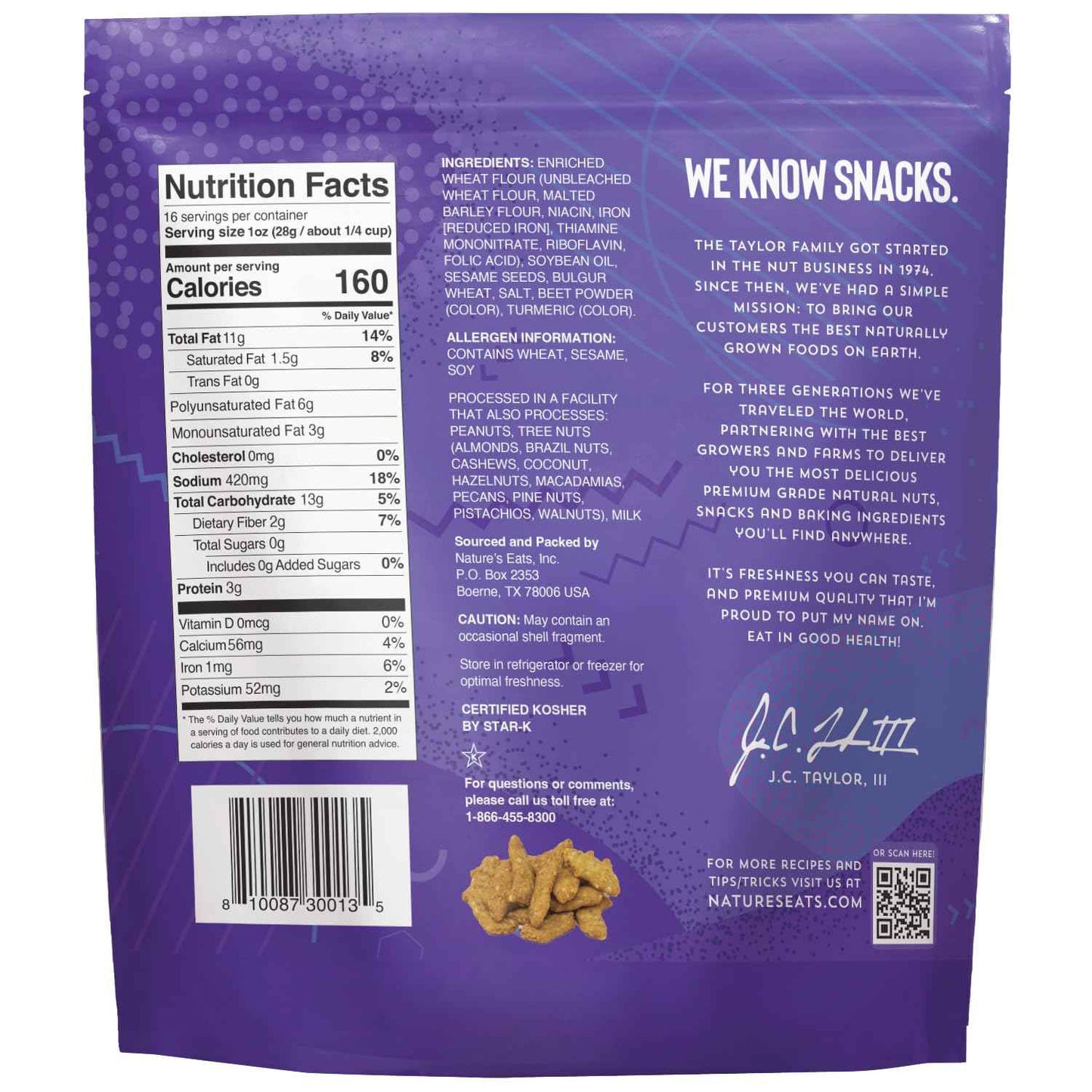 Sesame Sticks 16oz – Hiking Trail Snack for Outdoor Adventures, Lightweight Crunchy Sesame Sticks in Resealable Bag