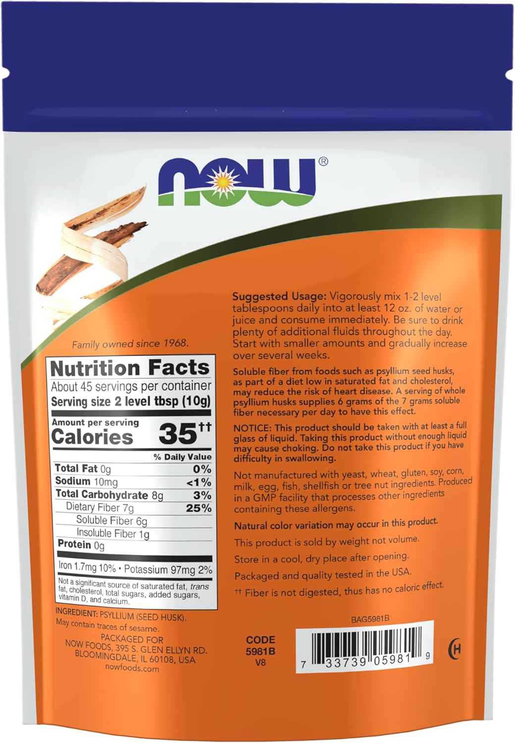 NOW Foods Whole Psyllium Husks – Thoughtful Wellness Gift for Health-Conscious Friends and Family
