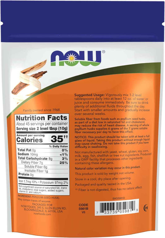 NOW Foods Whole Psyllium Husks – Thoughtful Wellness Gift for Health-Conscious Friends and Family