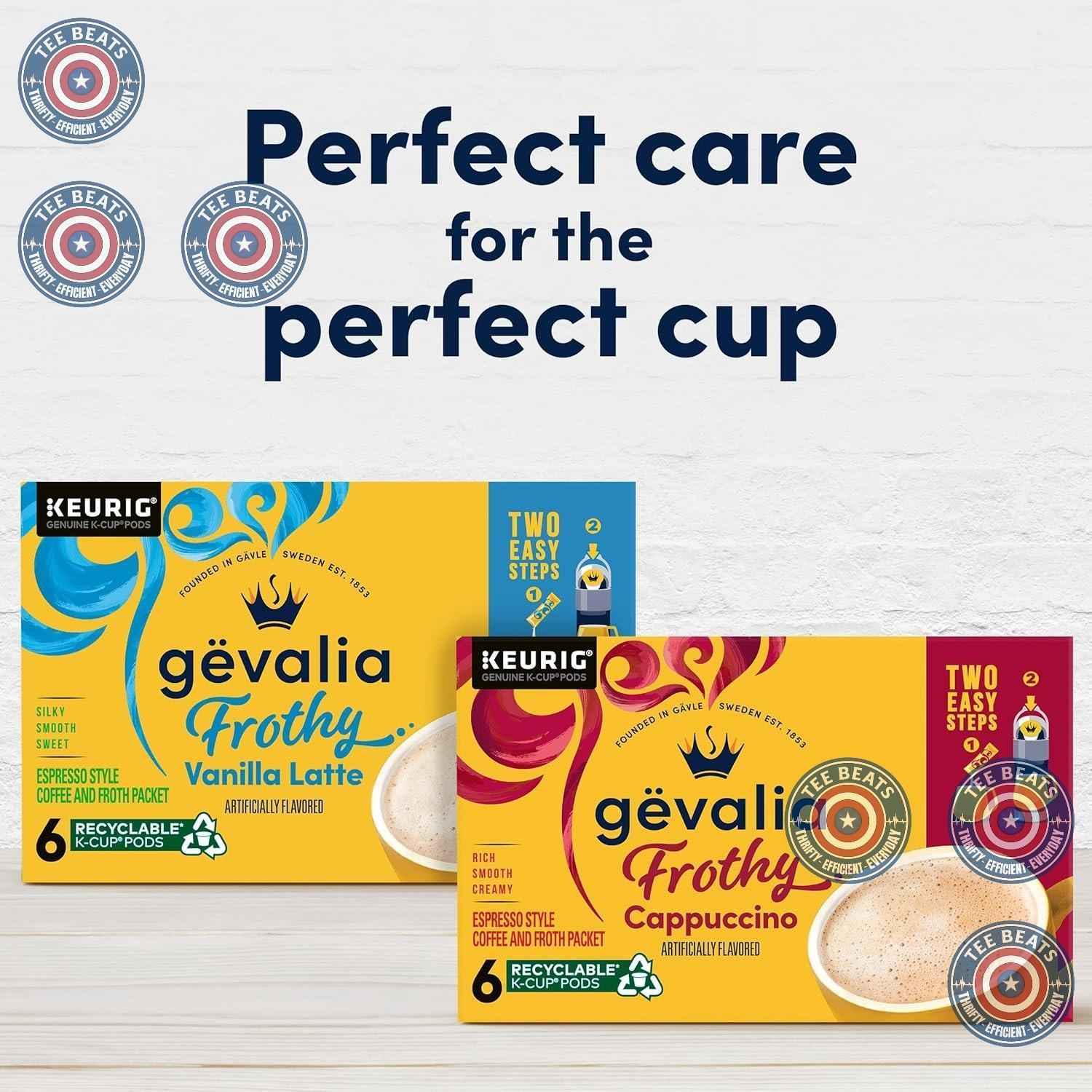 Gevalia Frothy Cappuccino K-Cup Kit – 2-Step Espresso Style Pods for Home Office Focus Sessions