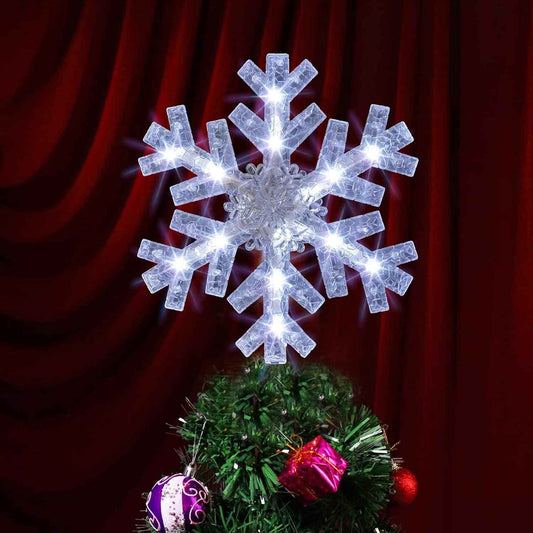 Dazzle Bright LED Snowflake Tree Topper – Indoor and Outdoor Holiday Decoration for Patios and Porches