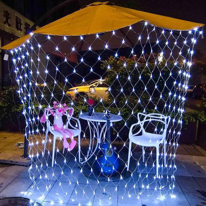 JMEXSUSS Outdoor Net Mesh Lights – 12ft x 5ft Patio and Garden String Lights with 8 Modes and Timer