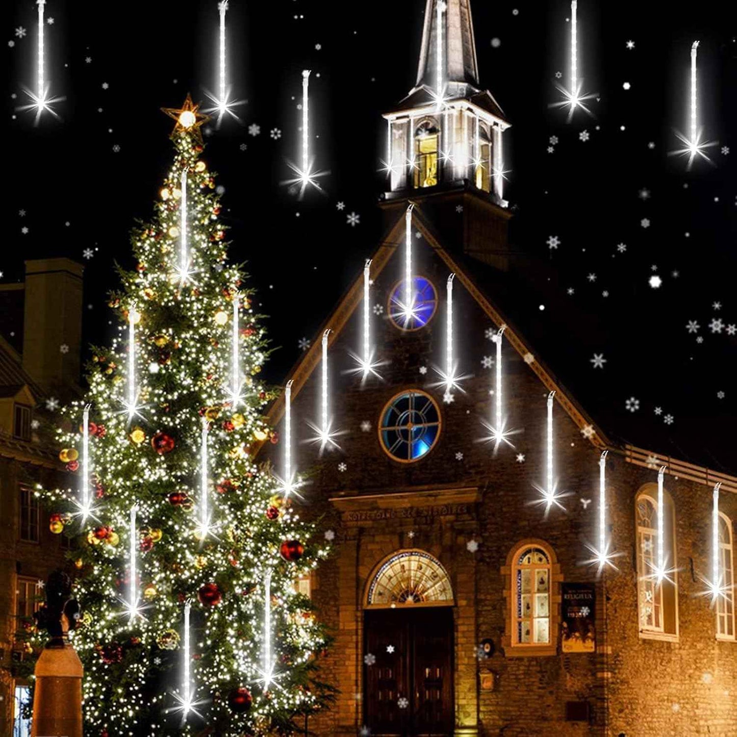 Luminous Aura Meteor Shower Lights – 7V Low Voltage Child and Pet Safe Holiday Lights, No Fire Risk