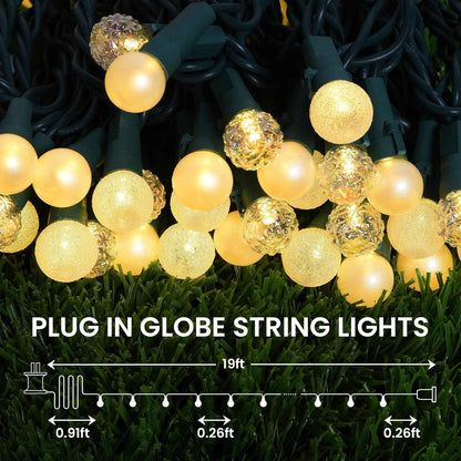 LYCKLIG Globe String Lights – Outdoor Patio String Lights 19Ft, Waterproof UL Plug-in for Pergola and Balcony