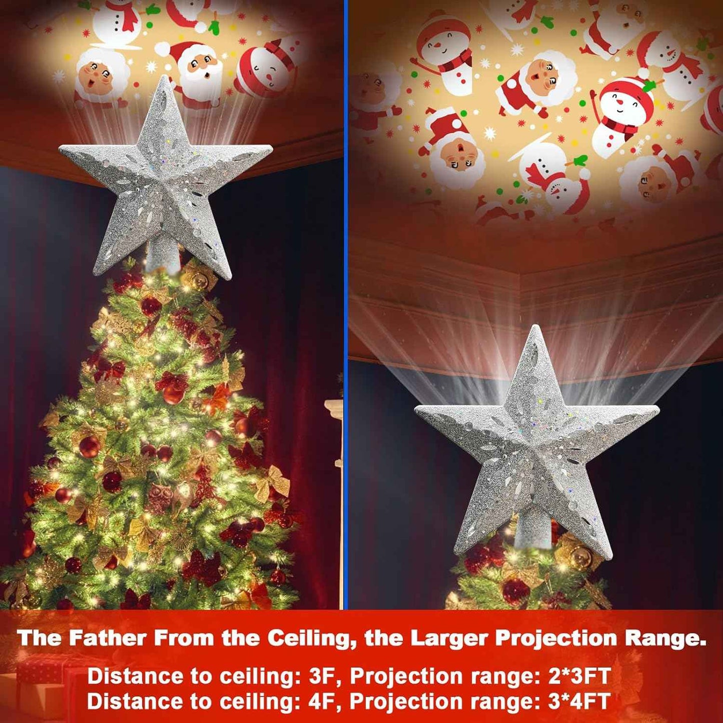 Lumichroma Star Tree Topper with LED Projector – Thoughtful Christmas Present for Neighbors and Coworkers