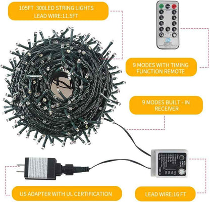 Chuya 300 LED Outdoor Lights 105ft – Patio String Lights for Dinner Parties, Camping and Garden Gatherings