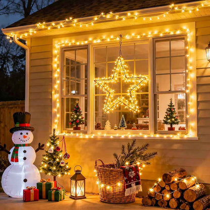 JMEXSUSS 2 Pack 66ft Battery String Lights – Clear Wire Warm White Twinkle Lights for Living Room Canopy and Bedroom Headboard Decor
