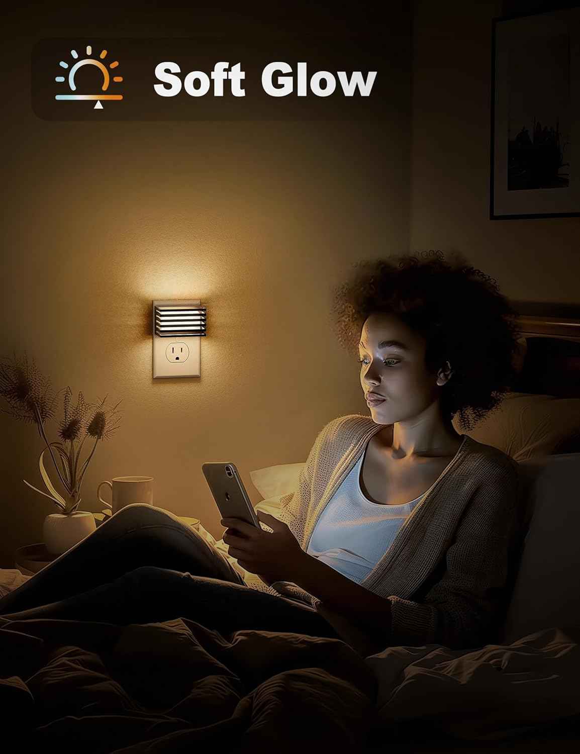 JandCase LED Night Light – Nursery and Kids Room Soft Glow, Dusk to Dawn Plug-In with 3-Level Touch Dimming for Late-Night Feedings