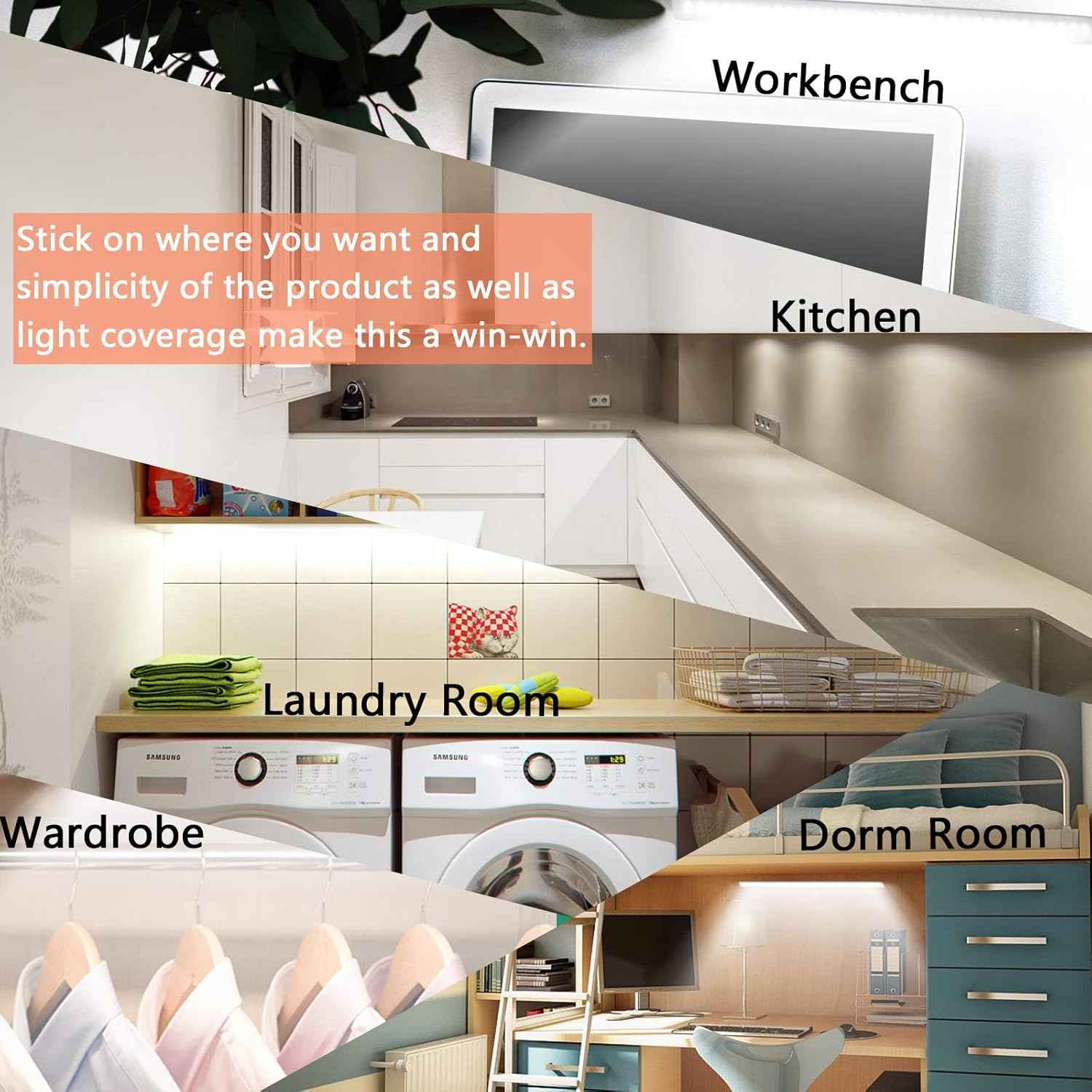LuminBeam SafeGlow — Cool-Touch LED Under Cabinet Light, No Heat or Fire Risk