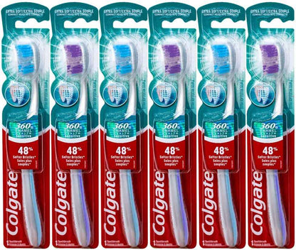 Colgate 360 Enamel Health Sensitive Toothbrush – Gentle Daily Brushing for Sensitive Teeth, Compact Soft Head, Pack of 6