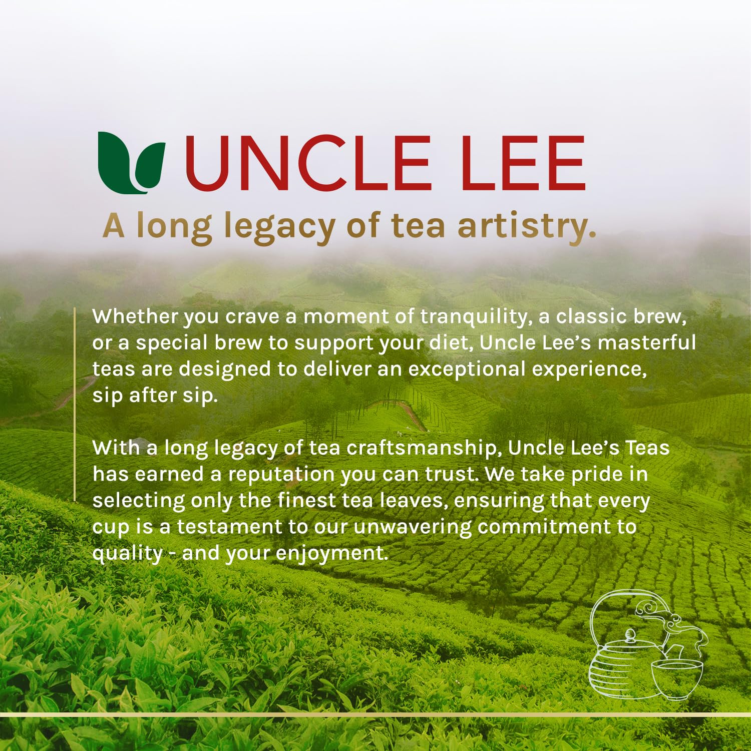 Uncle Lee's Organic Matcha Green Tea Bags – Mindful Morning Beverage for Meditation and Self-Care, 40 Count