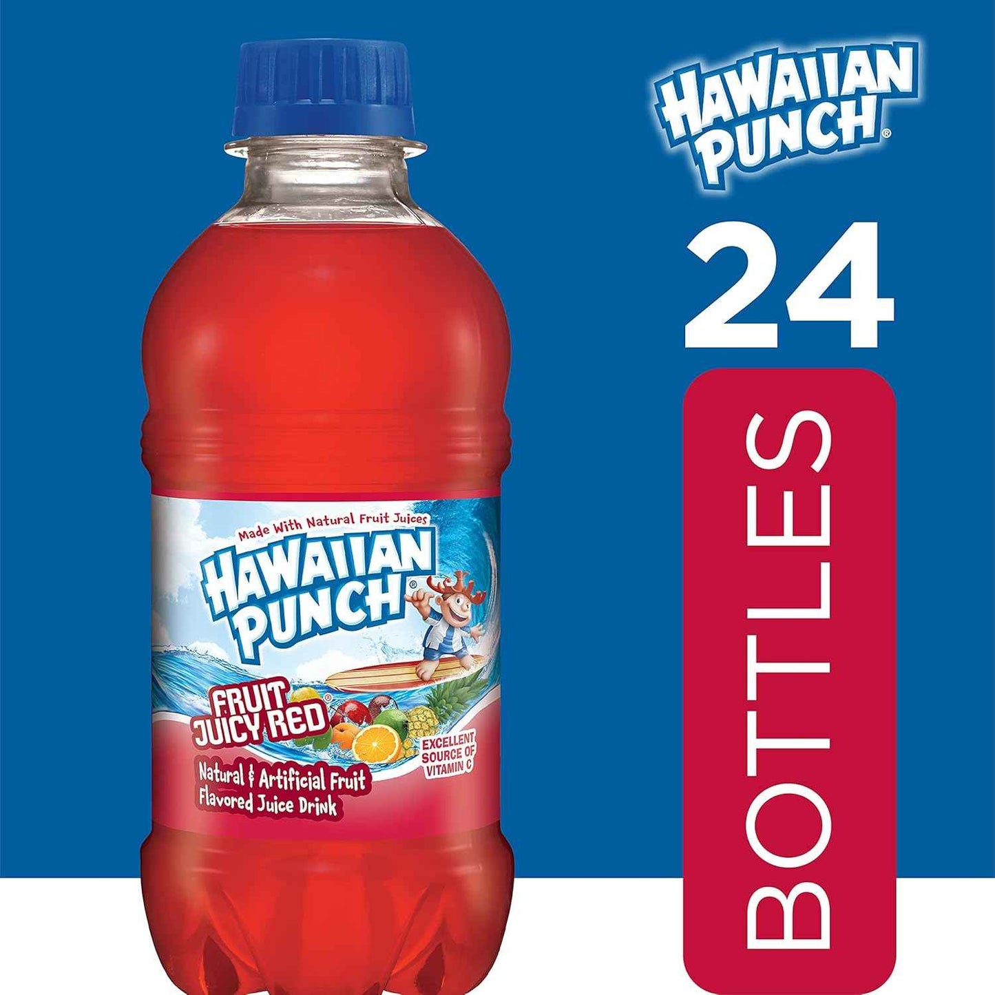 Hawaiian Punch 10oz Bottles 24 Pack – Portable Juice Drink for Picnics, Coolers, and Road Trip Cup Holders