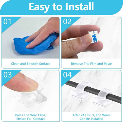 Cable Tidy Co. 100-Pack Cord Clips – Practical Housewarming Gift for New Homeowners